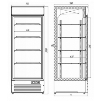 Vitrina frigorifica verticala cu usa sticla VD75G.. +1...+10*C - Frigosztufi